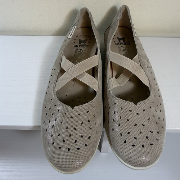 Mephisto Women's Size 7 Karla Perf Light Taupe Liam 818 Criss-Cross Ballet Flats - Picture 5 of 11